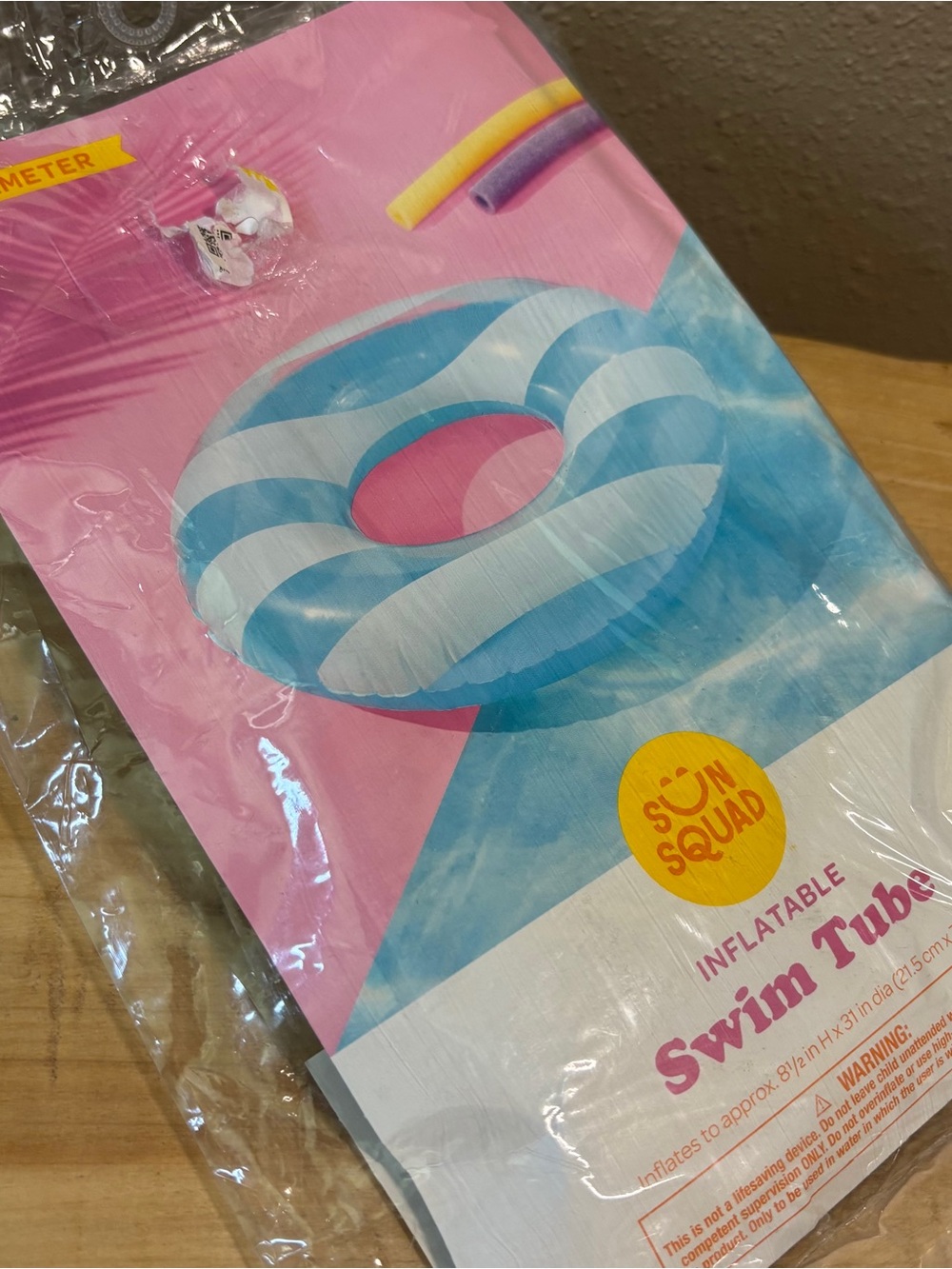 NEW Sun Squad Blue & White Striped Inflatable Swim Tube